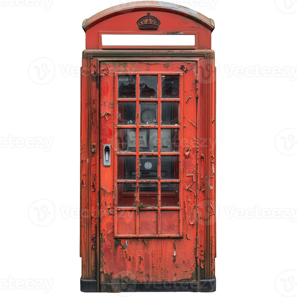 AI generated old red telephone box isolated on transparent background ,generative ai png