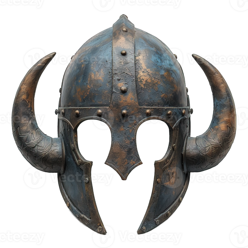 AI generated viking war helmet isolated on transparent background ,generative ai png