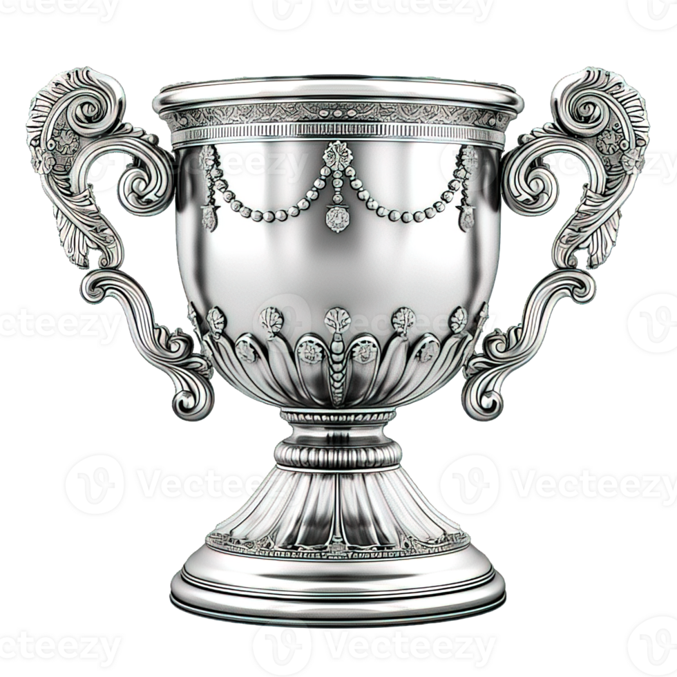 AI generated silver cup trophy isolated on transparent background ,generative ai png