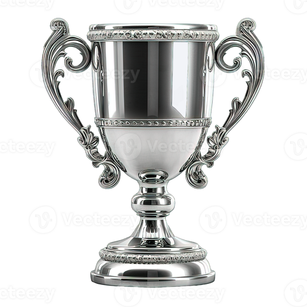 AI generated silver cup trophy isolated on transparent background ,generative ai png