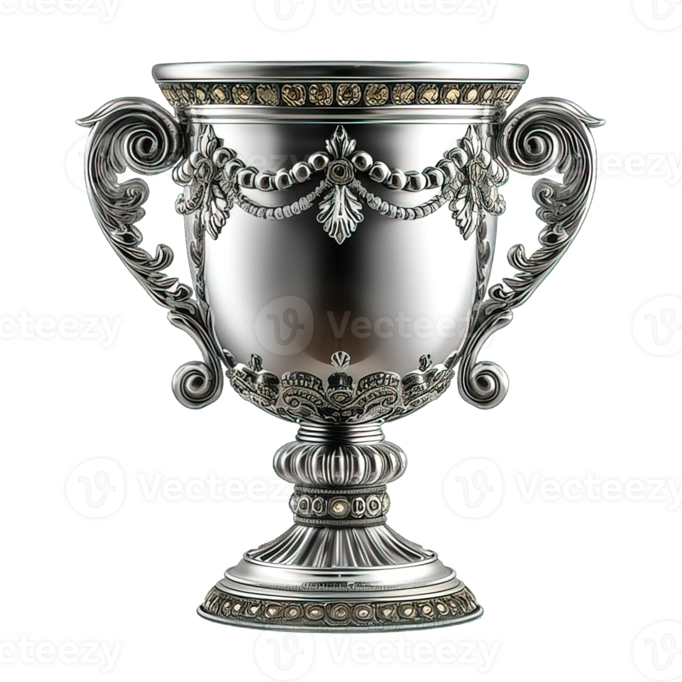 AI generated silver cup trophy isolated on transparent background ,generative ai png