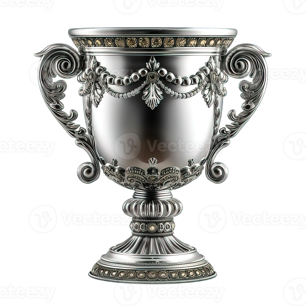 AI generated silver cup trophy isolated on transparent background ,generative ai png