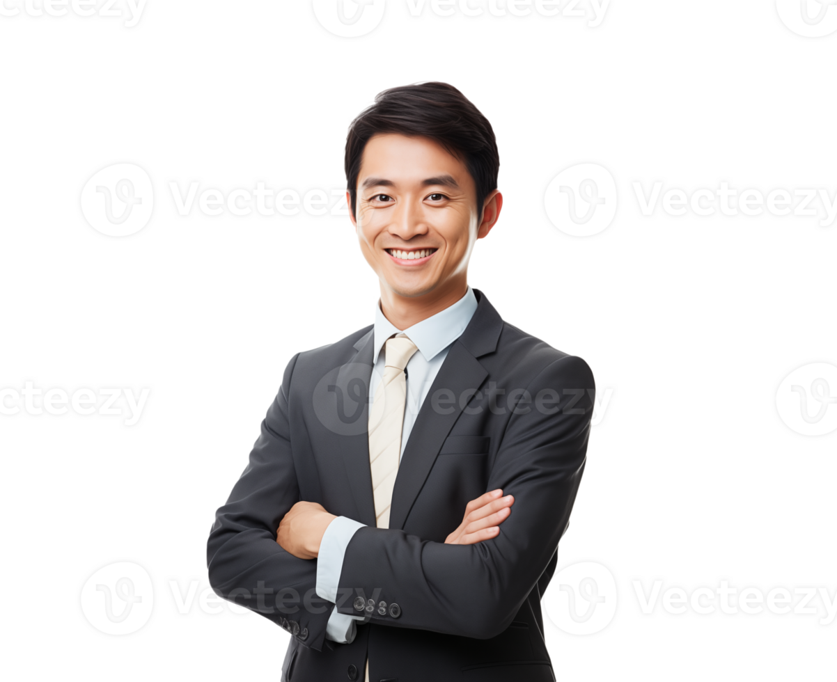 AI generated portrait of happy and joyful asian businessman png