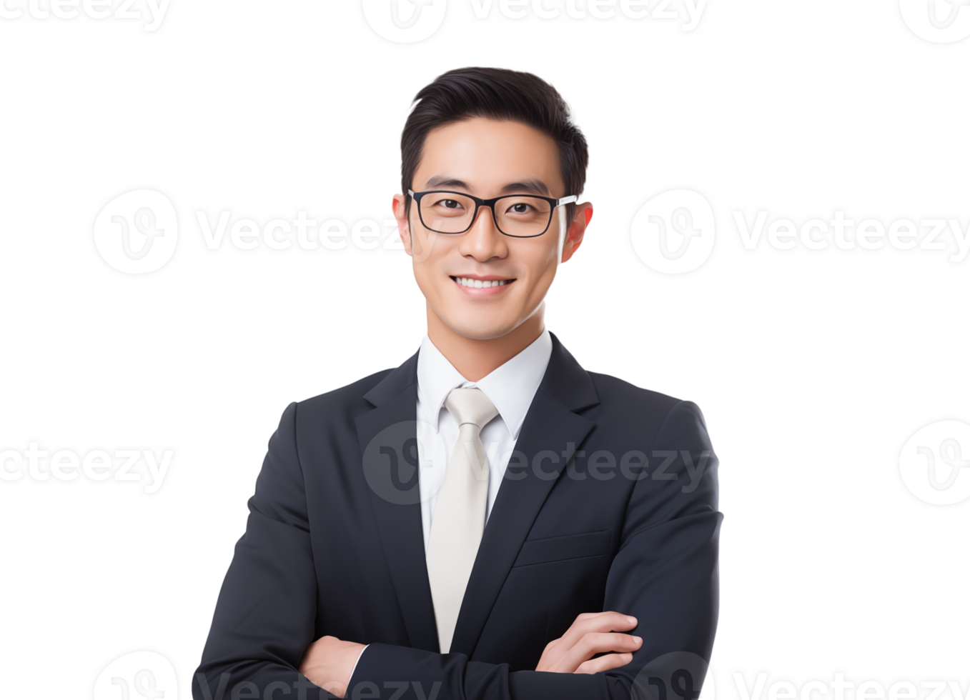 AI generated portrait of happy and joyful asian businessman png