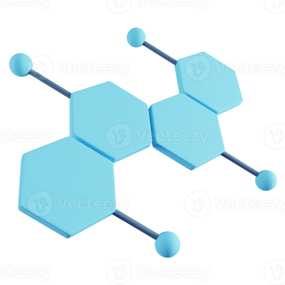 3D Illustration of Blue Molecular png