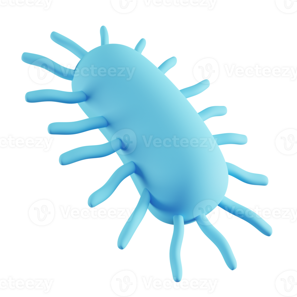 3d illustratie van blauw bacterie png