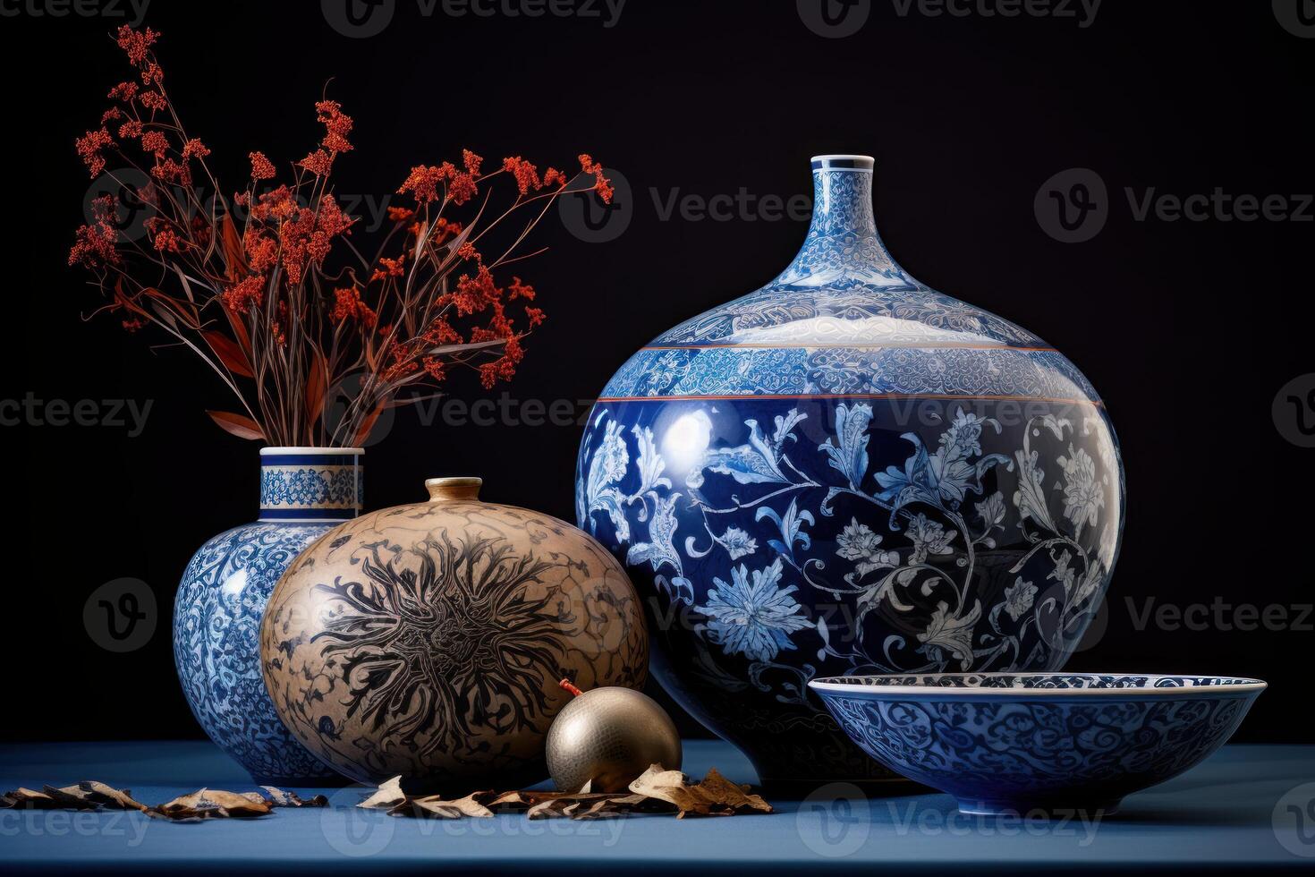 AI generated Vibrant blue ceramic. Generate Ai photo