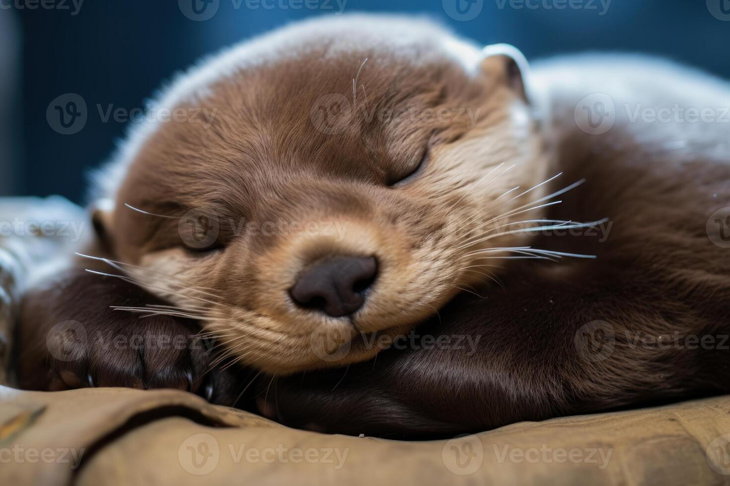 AI generated Peaceful Otter baby sleep. Generate Ai photo