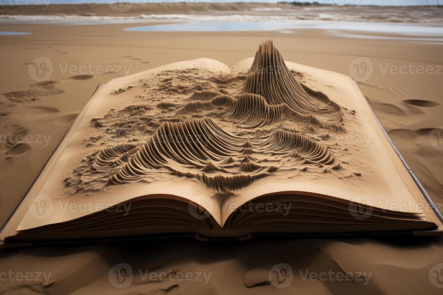 AI generated Blank Open book sand. Generate Ai photo