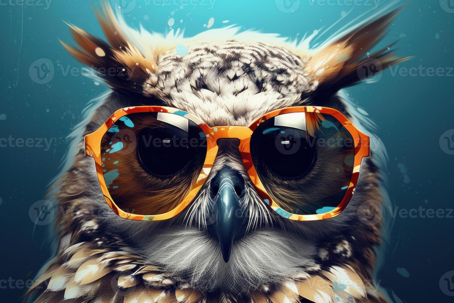 AI generated Abstract Owl glasses colorful polygonal. Generate Ai photo