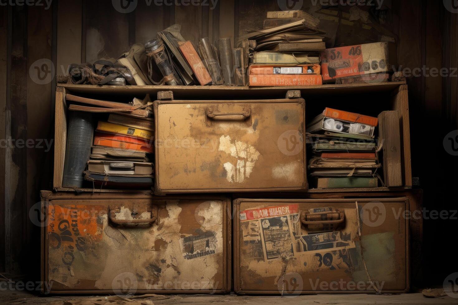 AI generated Unhygienic Old dirty boxes. Generate Ai photo