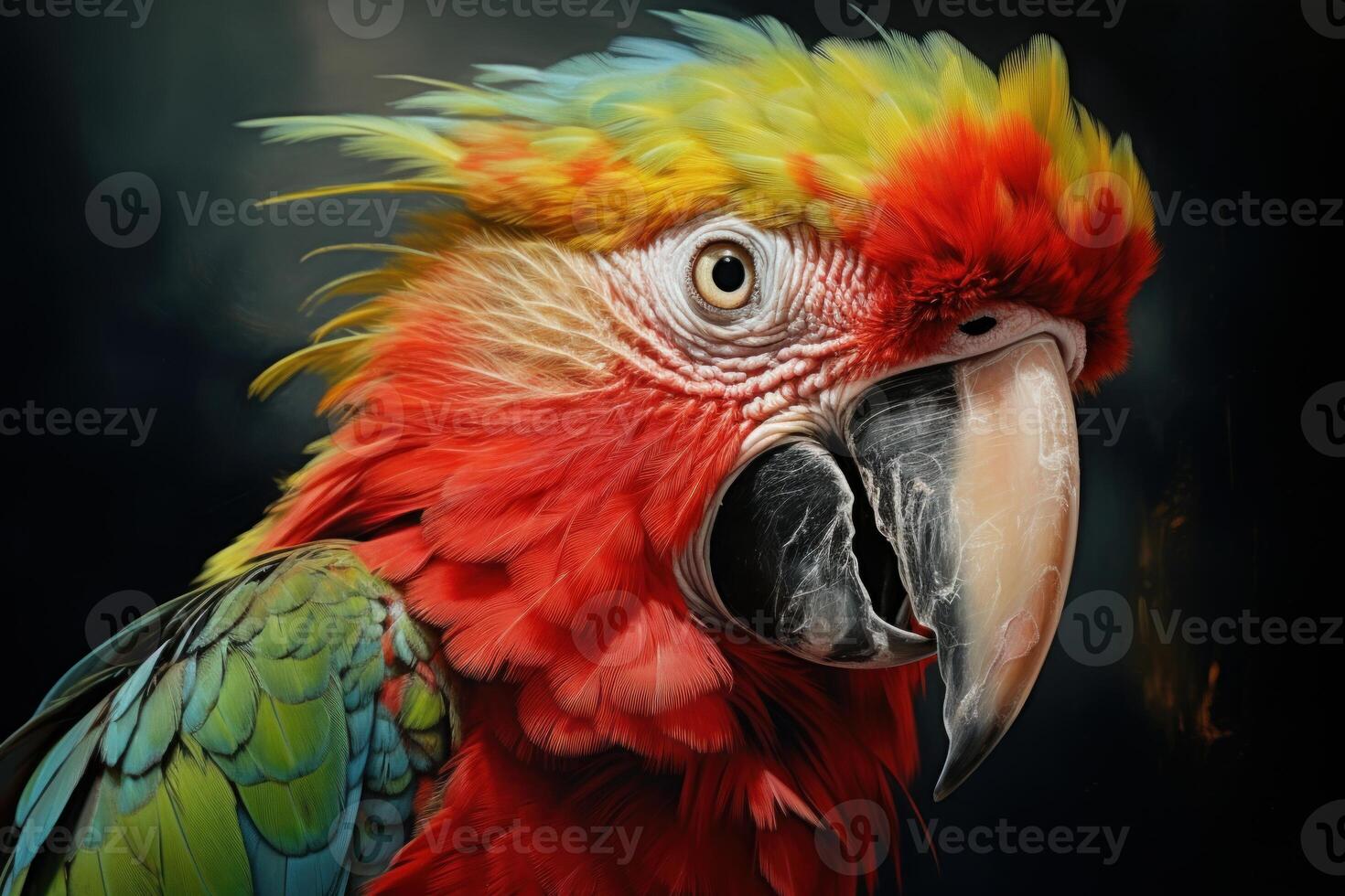 AI generated Vibrant Parrot exotic portrait. Generate Ai photo