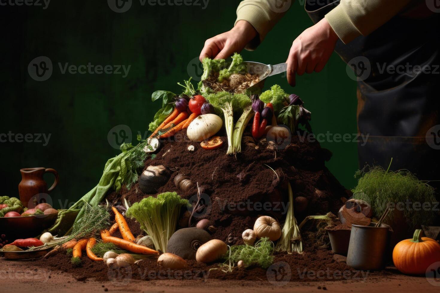 AI generated Eco-friendly Composting food waste. Generate Ai photo