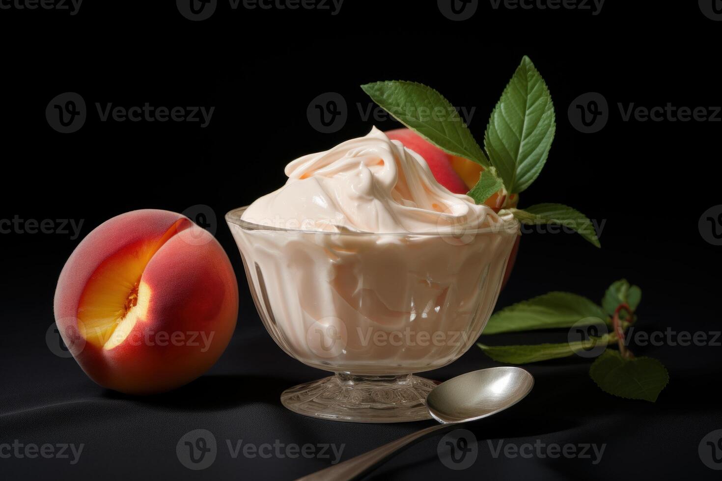 AI generated Sweet Peach yogurt food. Generate Ai photo
