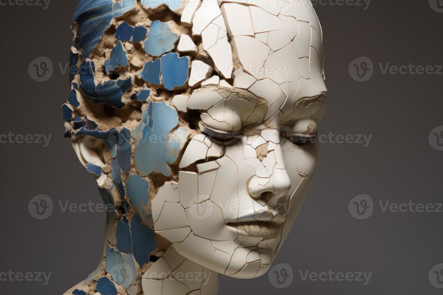 AI generated Unique Pig cracked ceramic. Generate Ai photo