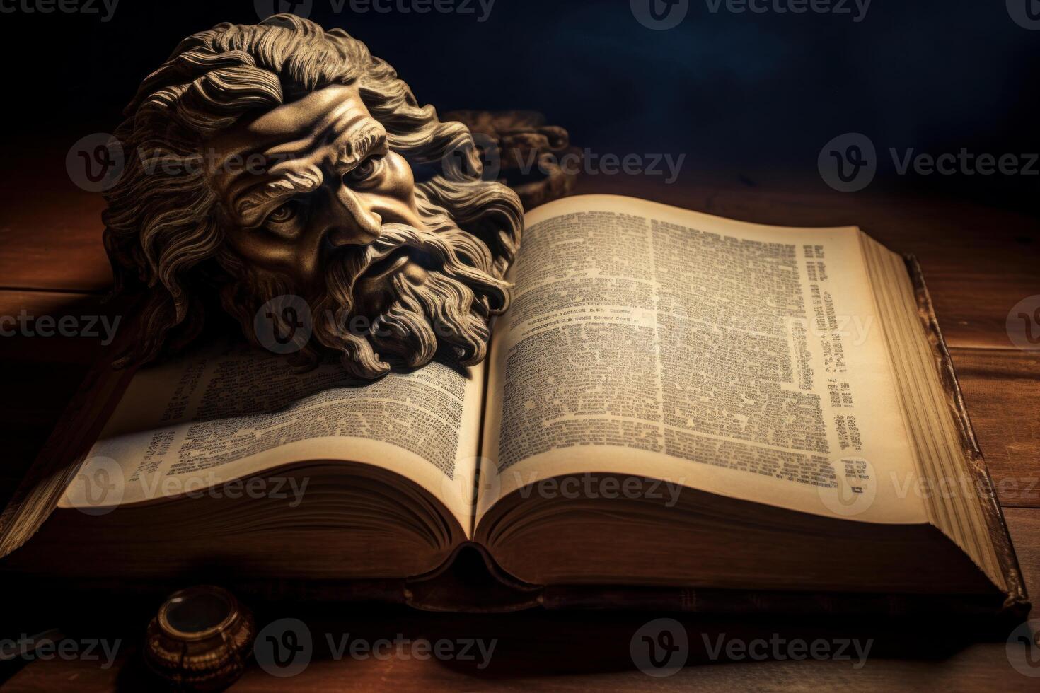 AI generated Focused Philosopher read book. Generate Ai photo