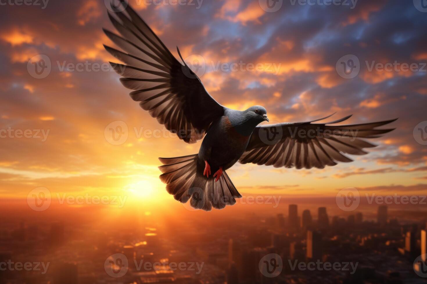 AI generated Swift Pigeon flying wing. Generate Ai photo