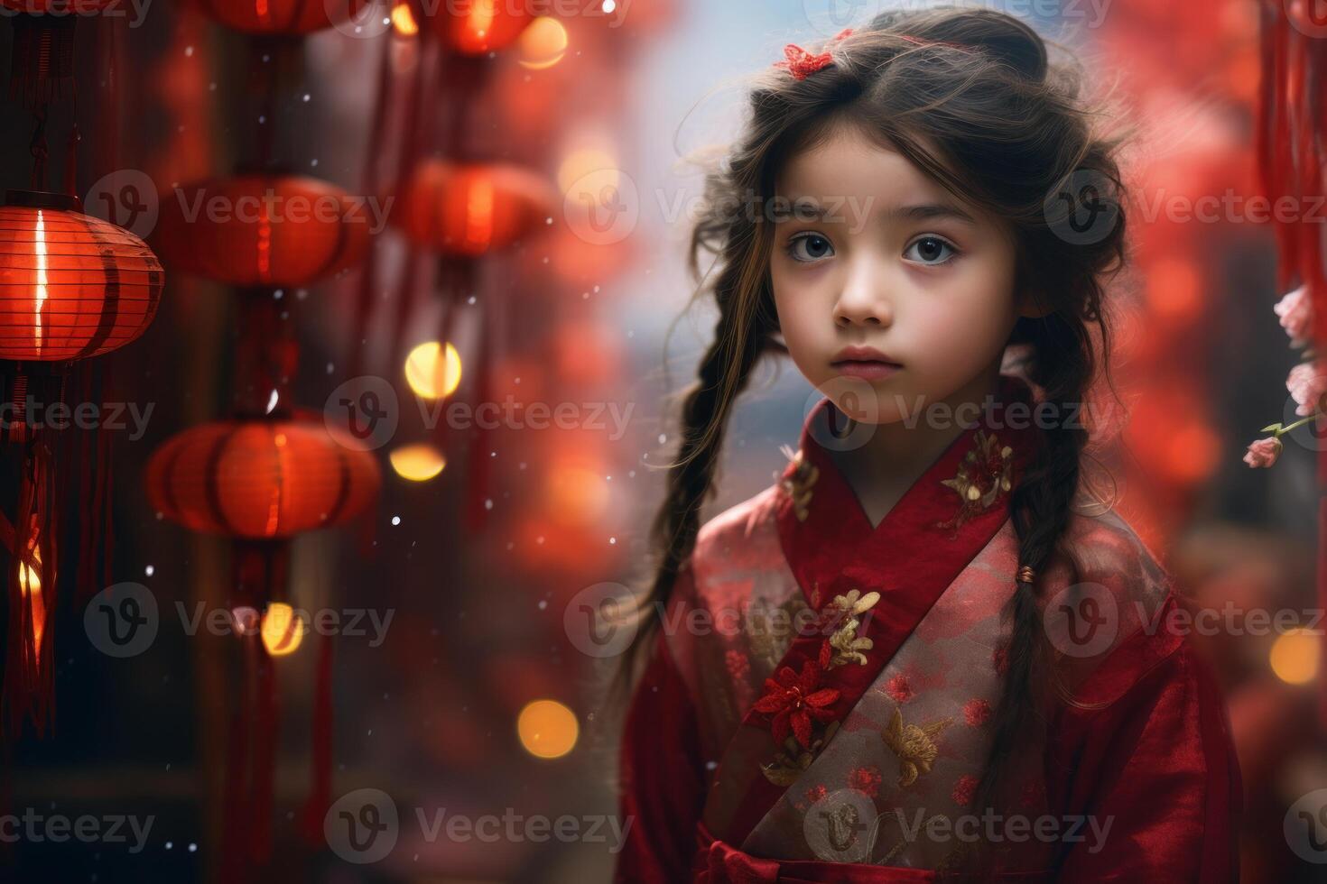 AI generated Innocent Photography of Chinese little girl. Generate ai photo