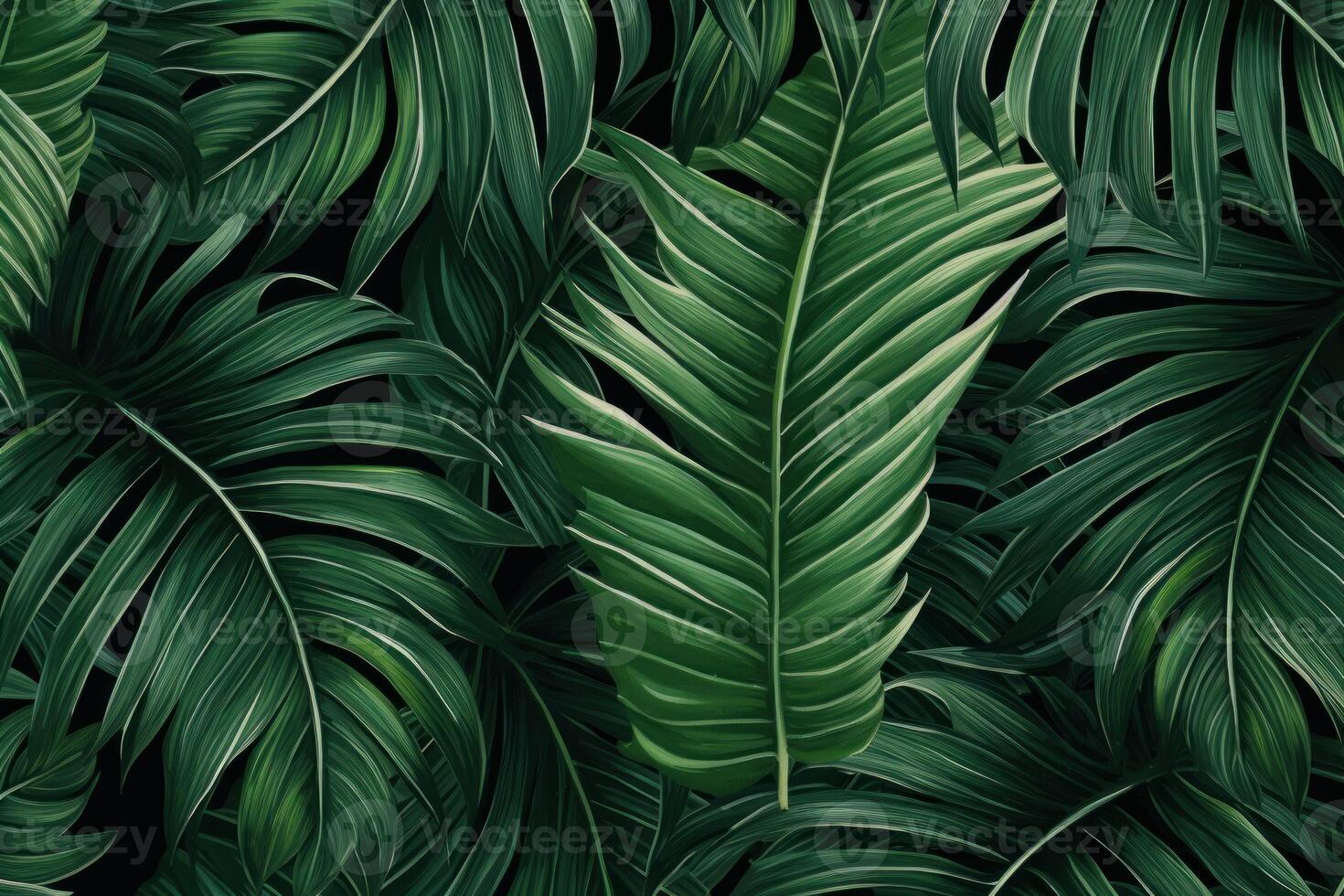 AI generated Exotic Palm leaves tropical plants. Generate Ai photo