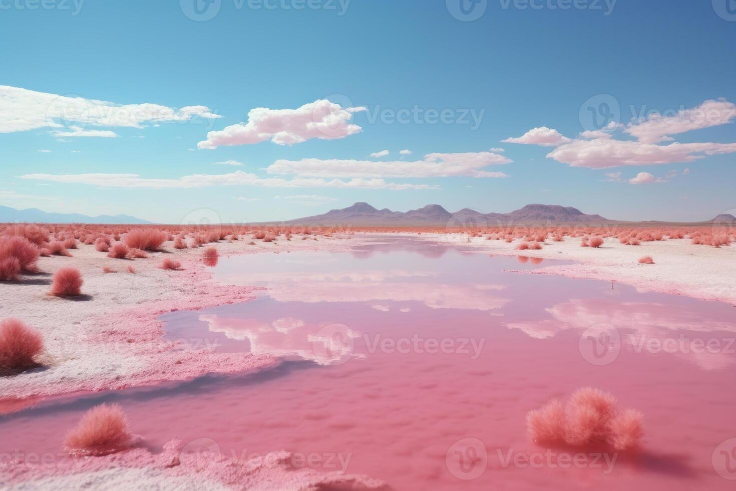 AI generated Unique Pink salt lake. Generate Ai photo