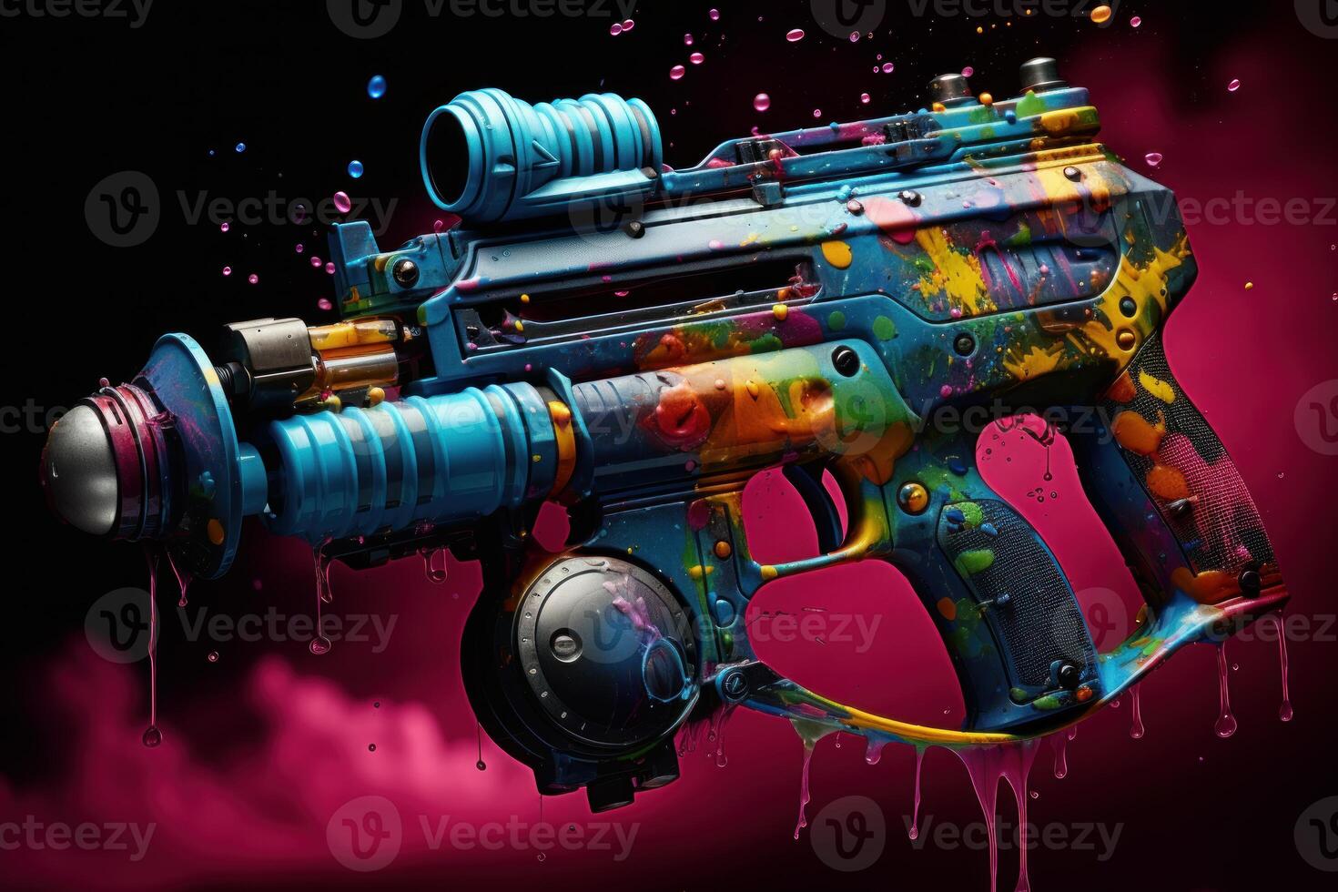 AI generated Agile Person playing paintball gun weapon. Generate Ai photo