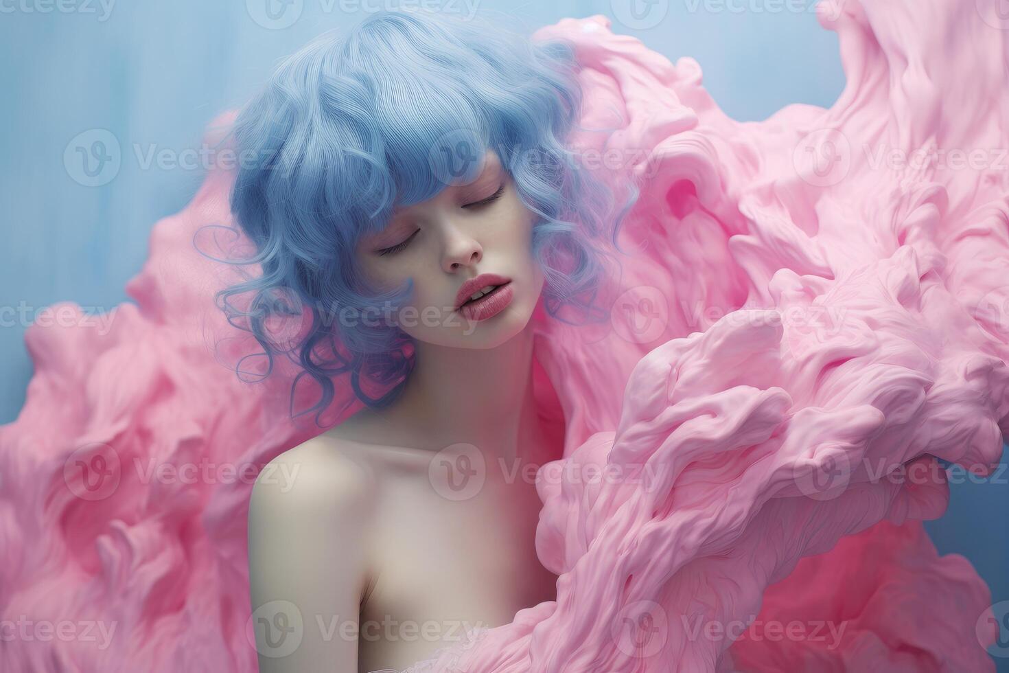 AI generated Resilient Pink blue girl captured. Generate Ai photo