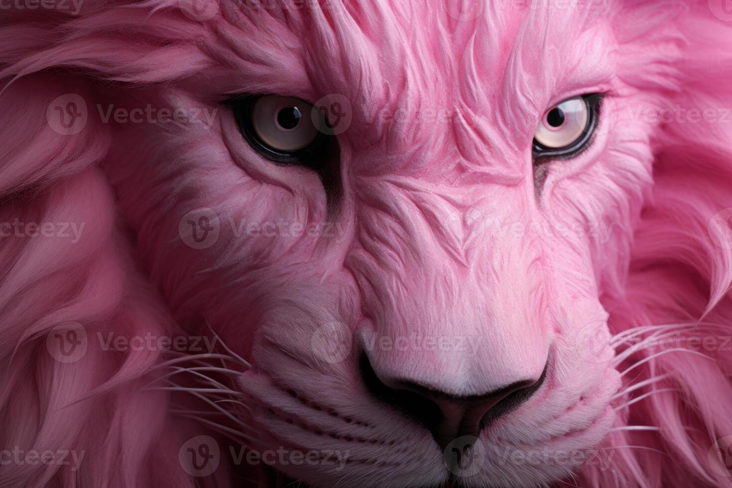AI generated Captivating White lion pink background closeup. Generate Ai photo