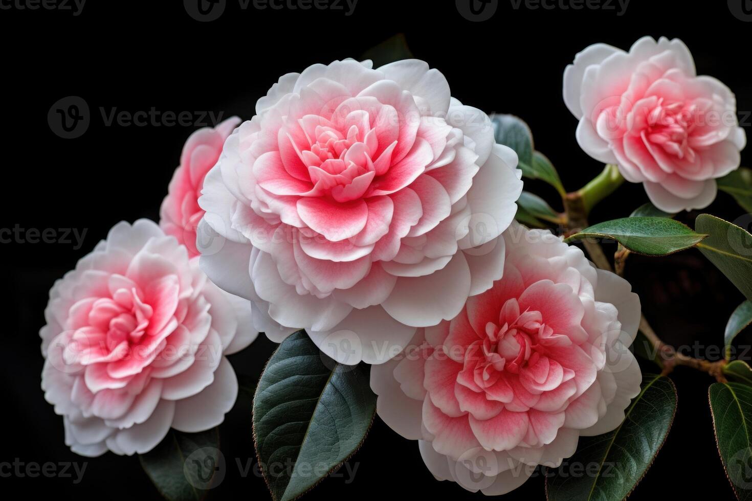 AI generated Delicate Pink white camellia. Generate Ai photo