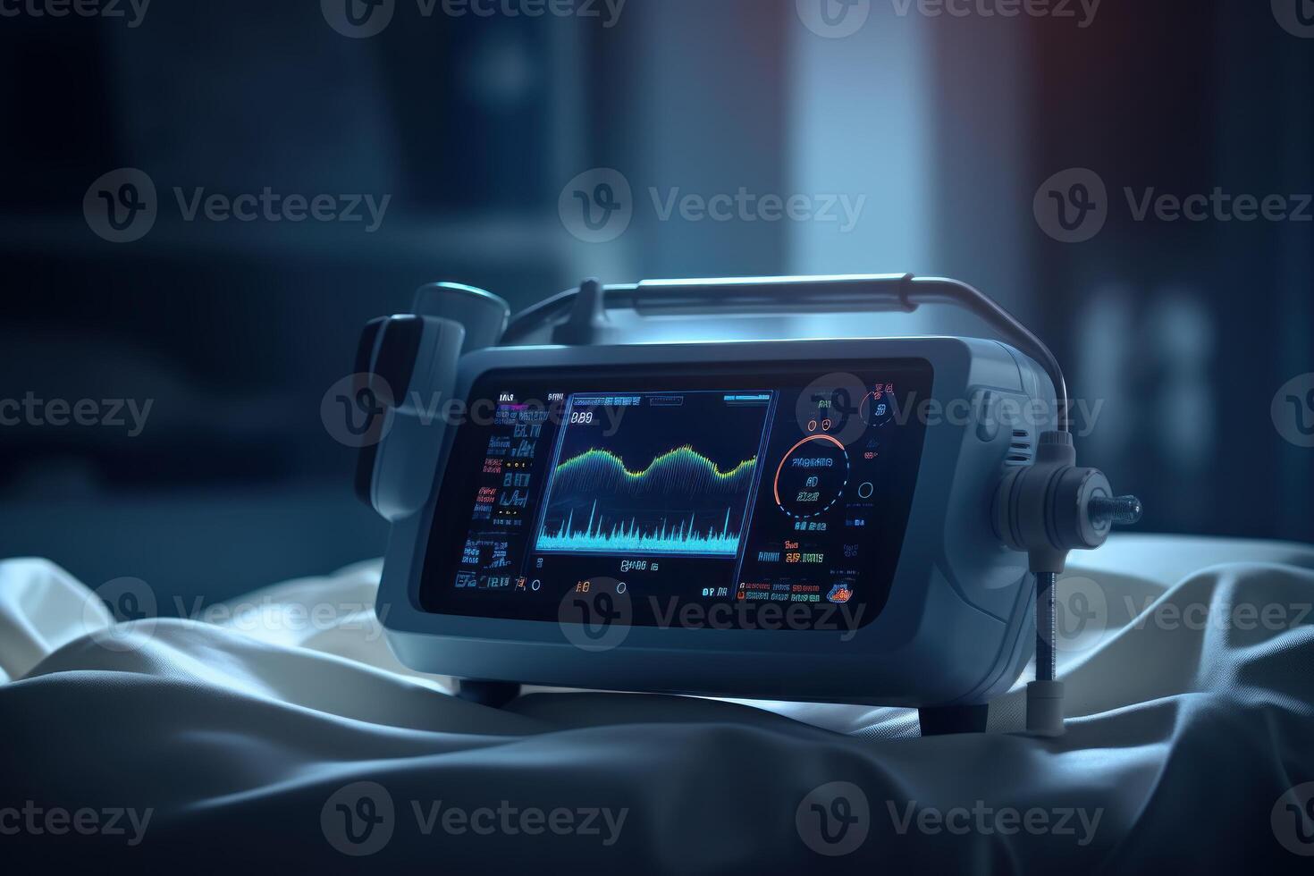 AI generated Innovative Patient connected monitoring device care. Generate Ai photo