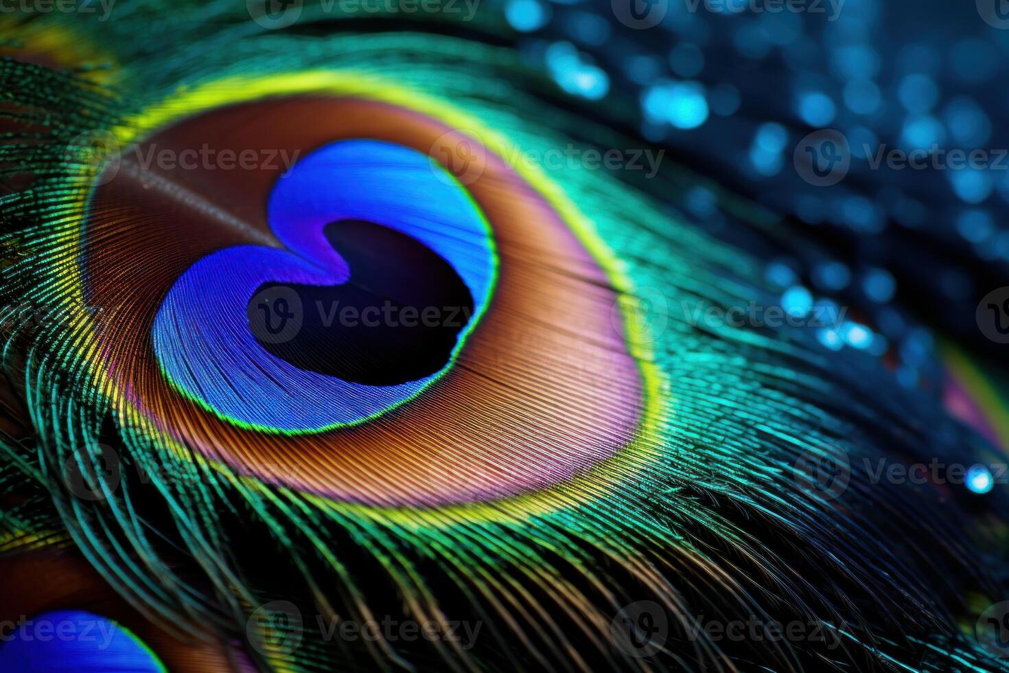 AI generated Iridescent Peacock feather. Generate Ai photo