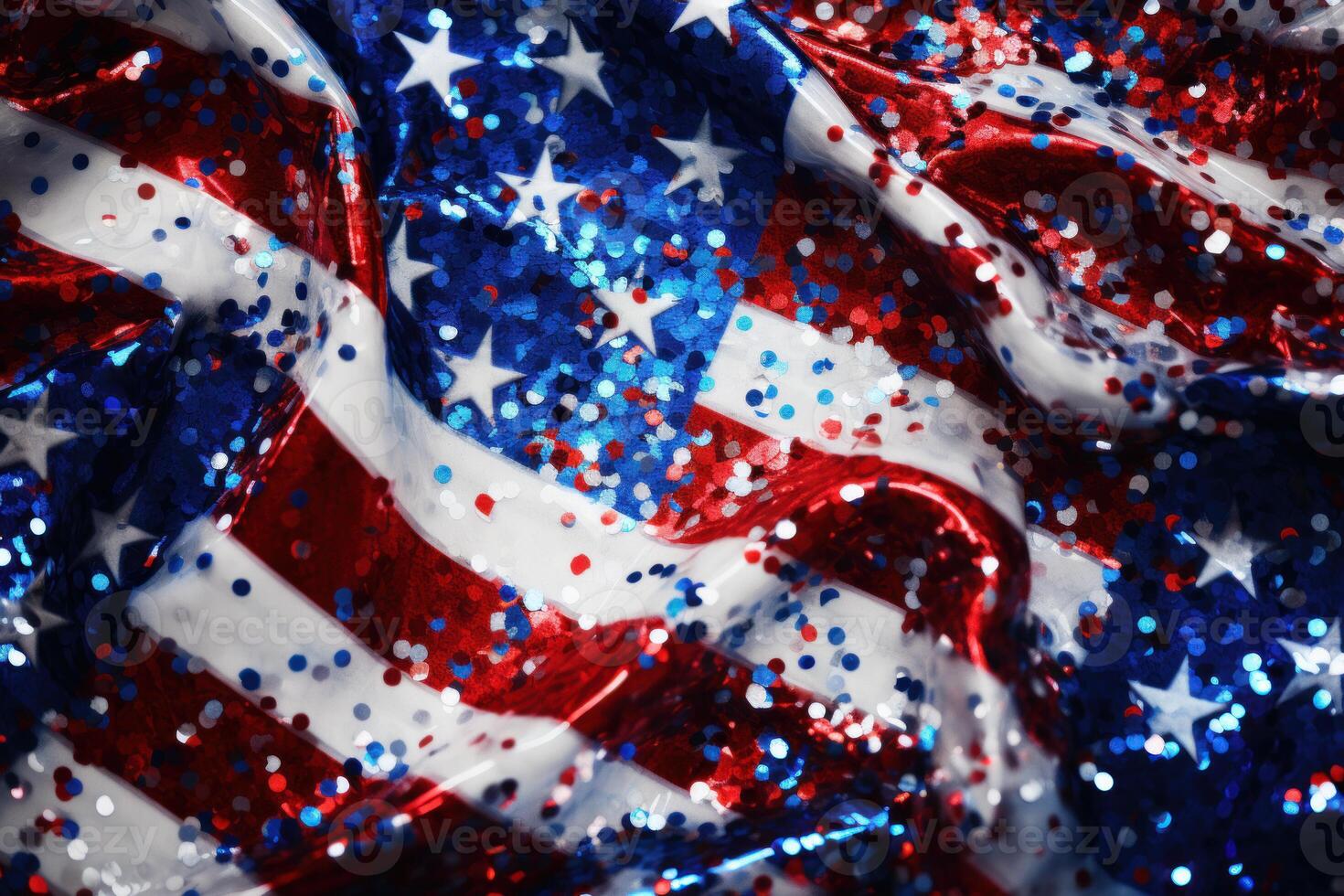 AI generated Sparkly Patriotic stars glitter background. Generate Ai photo