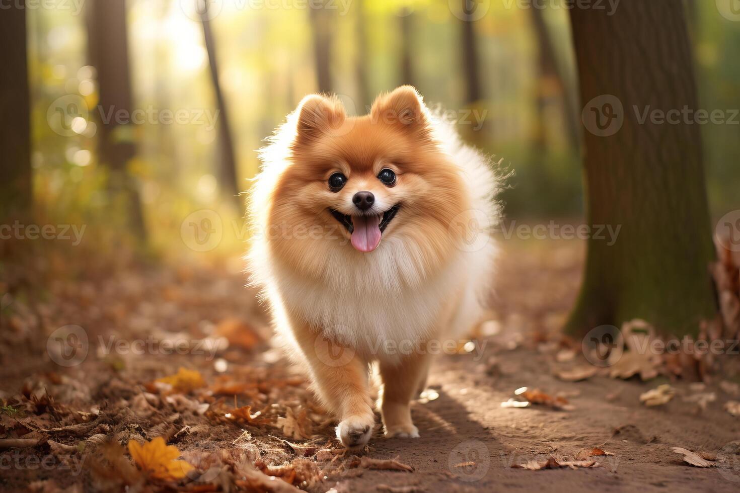 AI generated Playful Pomeranian dog cooling off. Generate ai photo