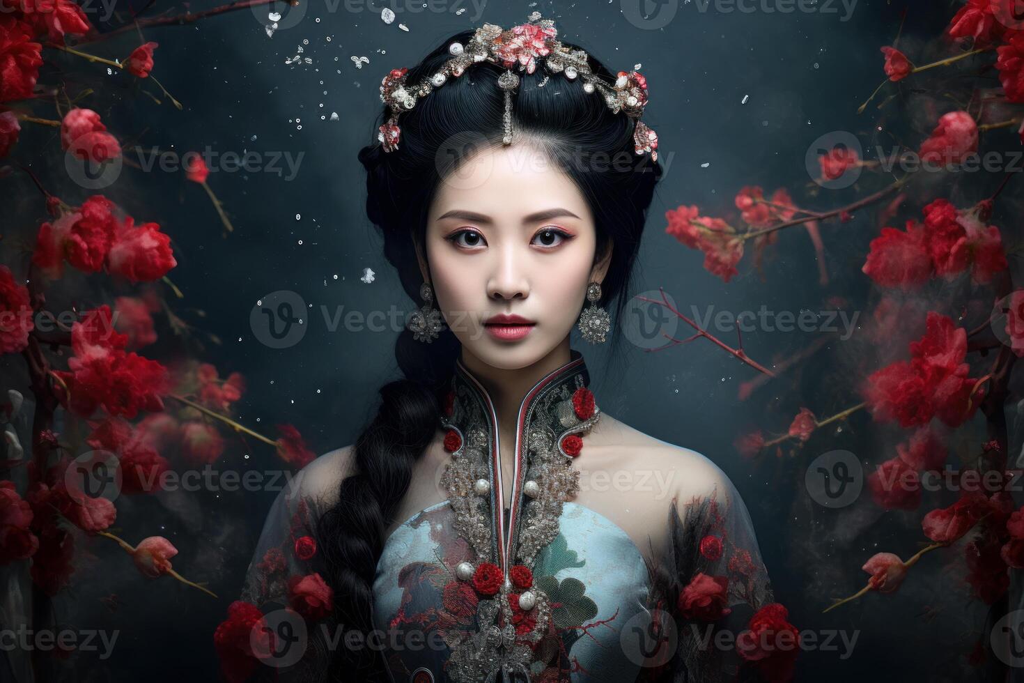 AI generated Stylish Chinese woman happy smiling. Generate Ai photo