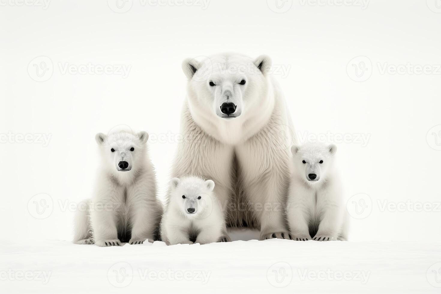 AI generated Frigid Polar bears snow arctic. Generate Ai photo