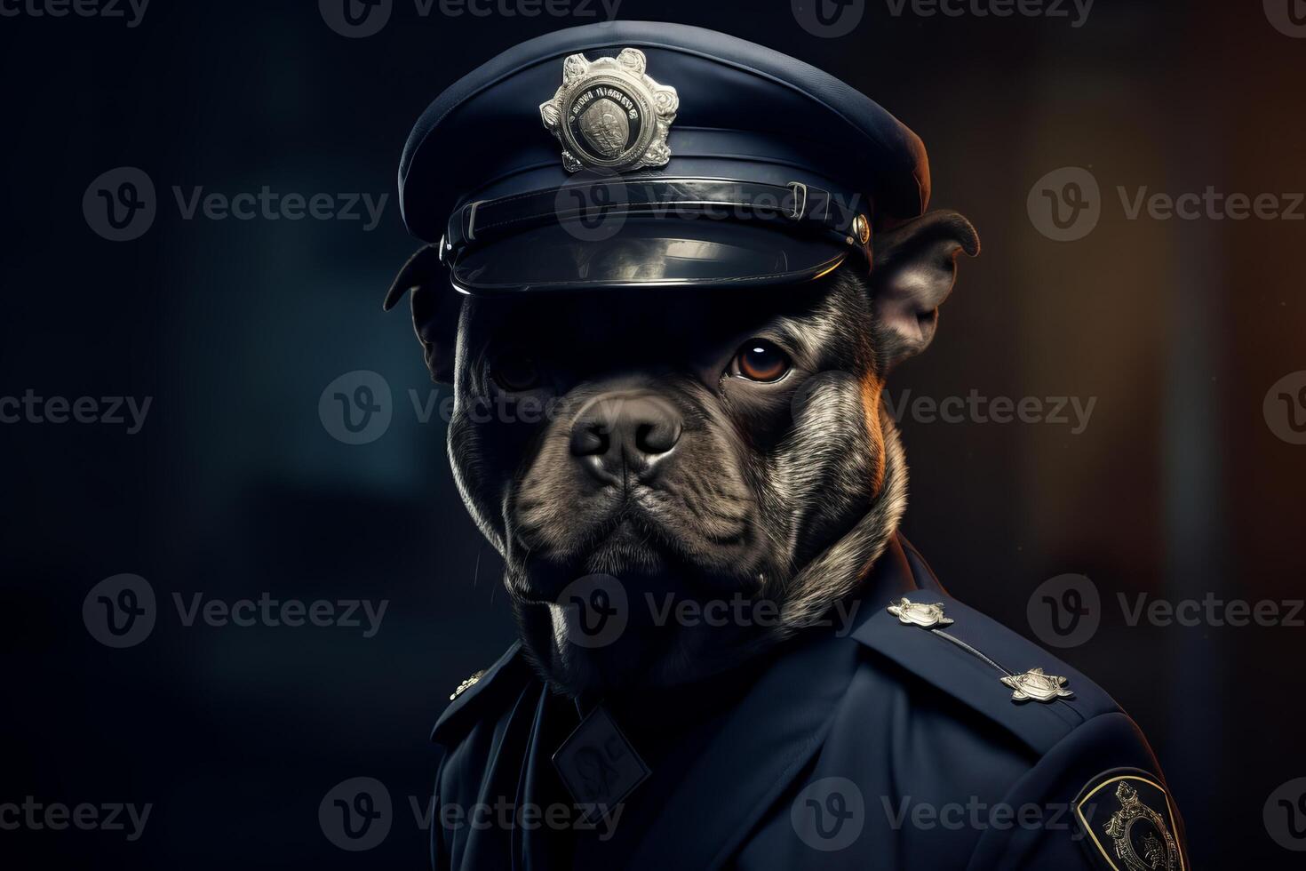 AI generated Uniformed Policeman dog at street. Generate Ai photo