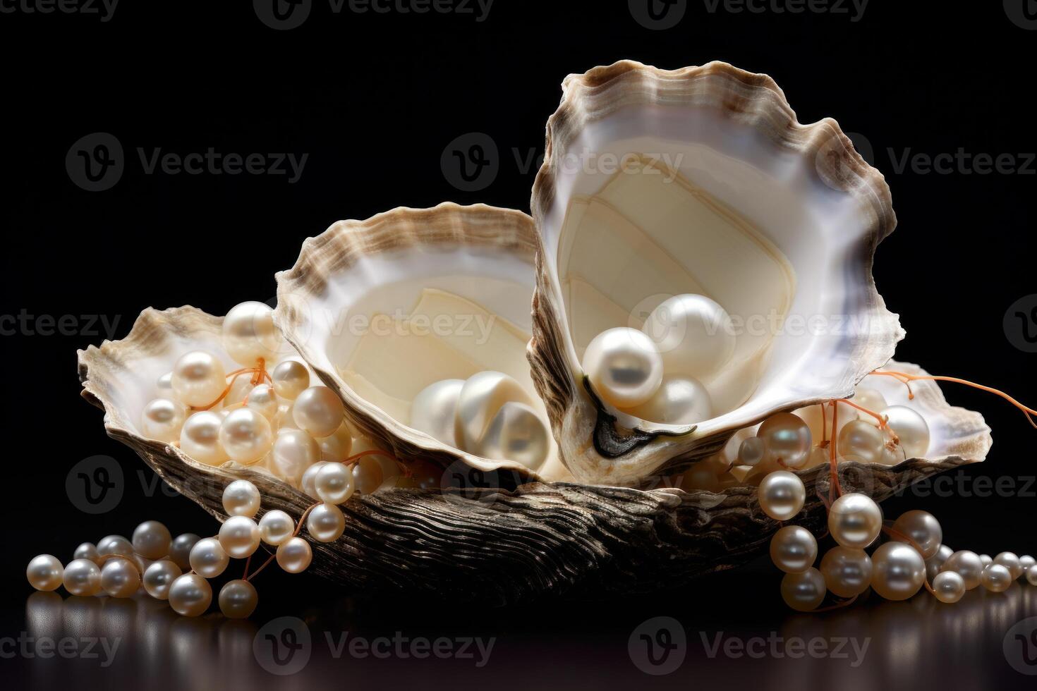 AI generated Lustrous Pearls mussel shells. Generate ai photo