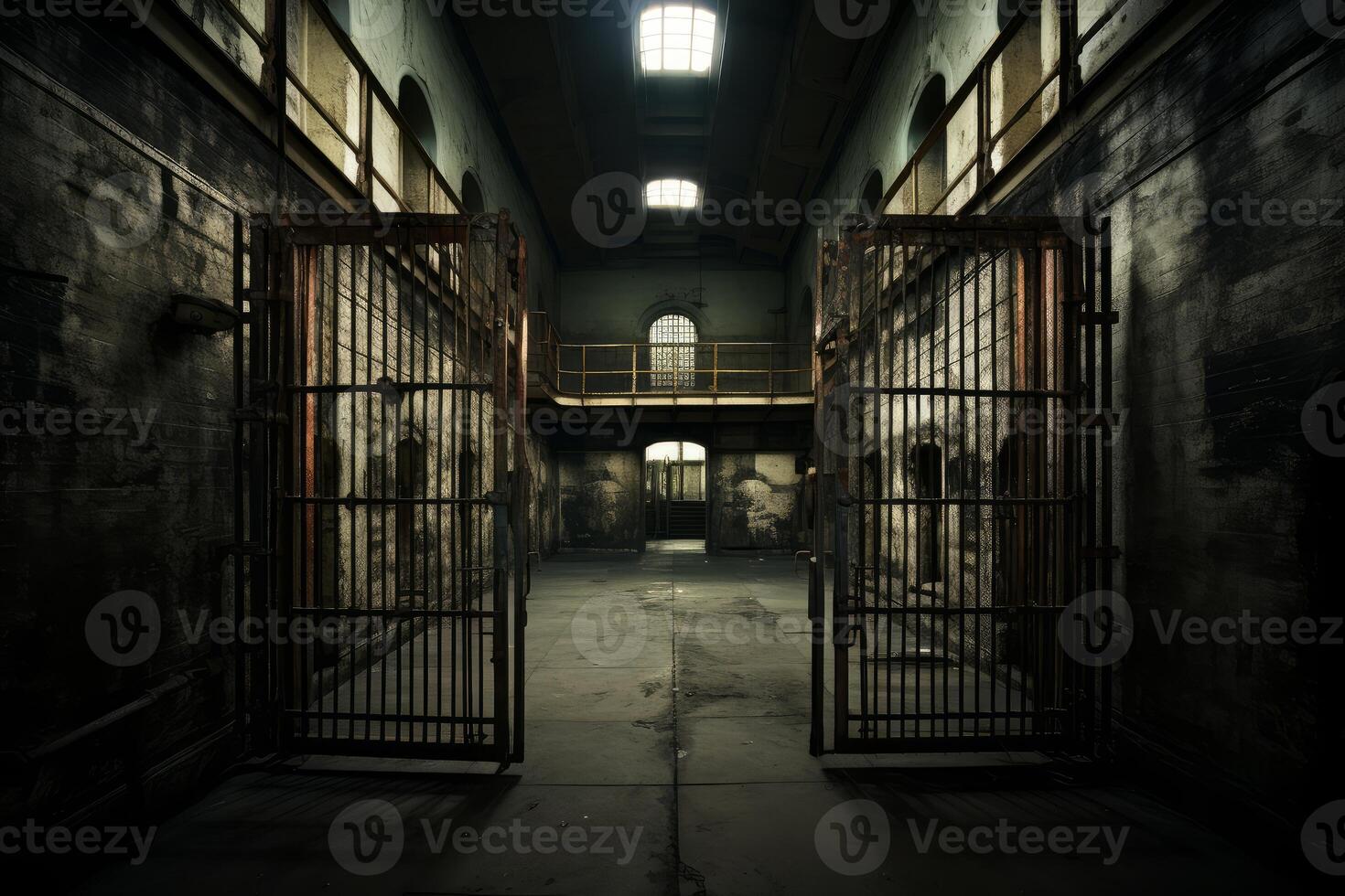 AI generated Impenetrable Prison doors open. Generate Ai photo