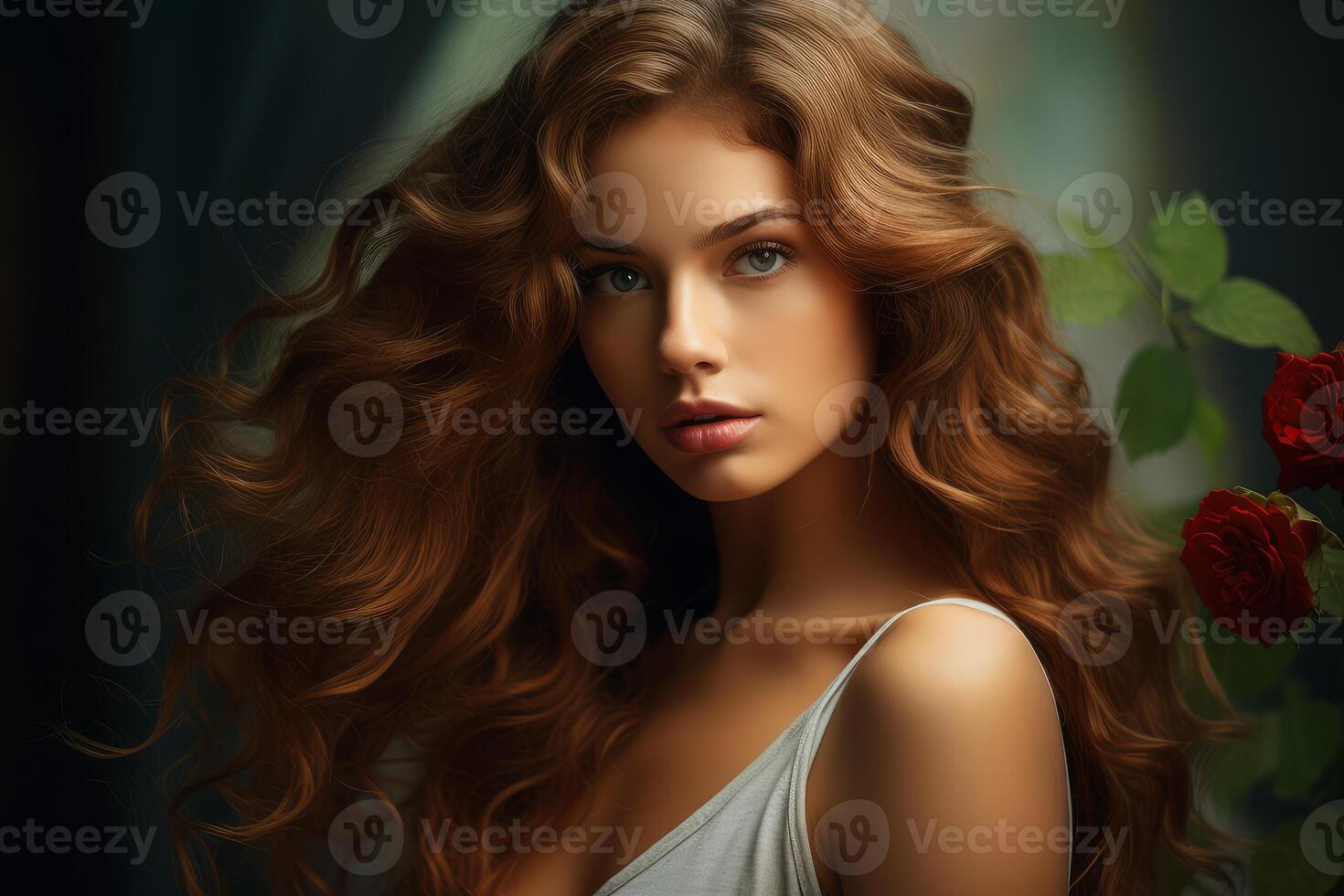 AI generated Attractive Pretty woman glowing skin model. Generate Ai photo