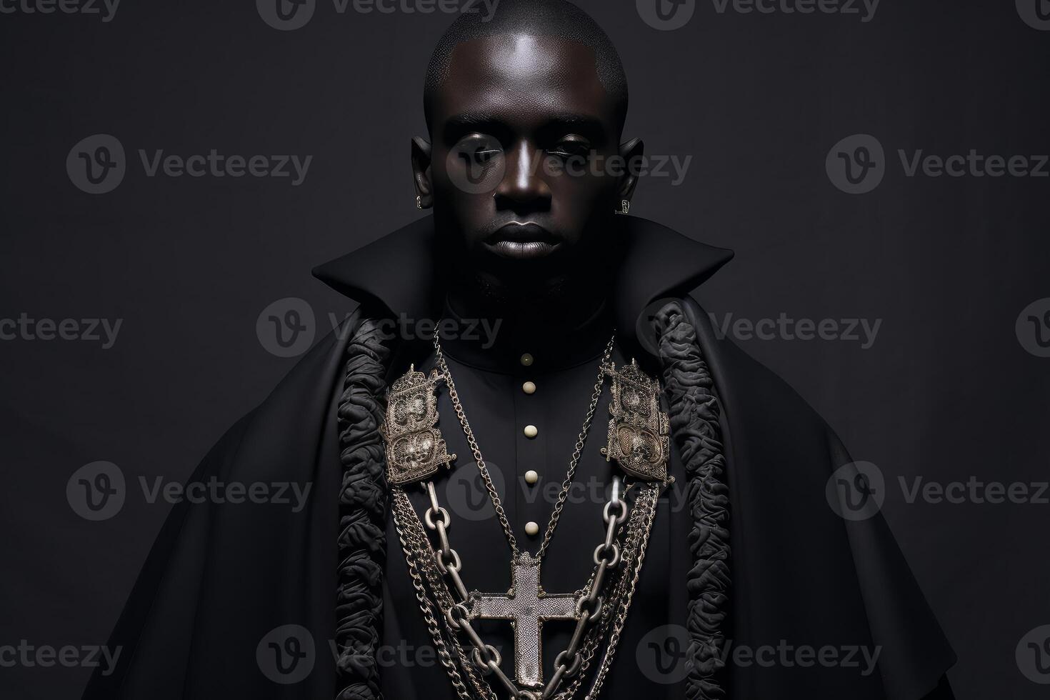 AI generated Devotional Priest church black african. Generate Ai photo