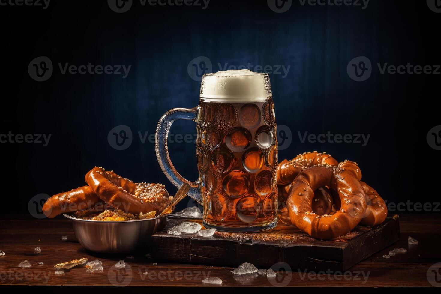 AI generated Tasty Soft baked pretzel with salt. Generate ai photo