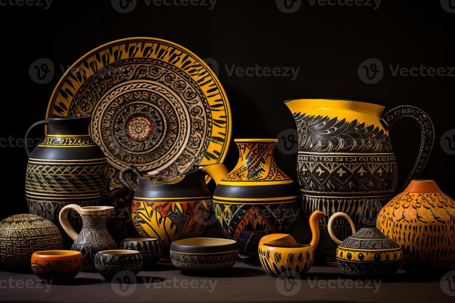 AI generated Delicate Pottery vases art. Generate Ai photo