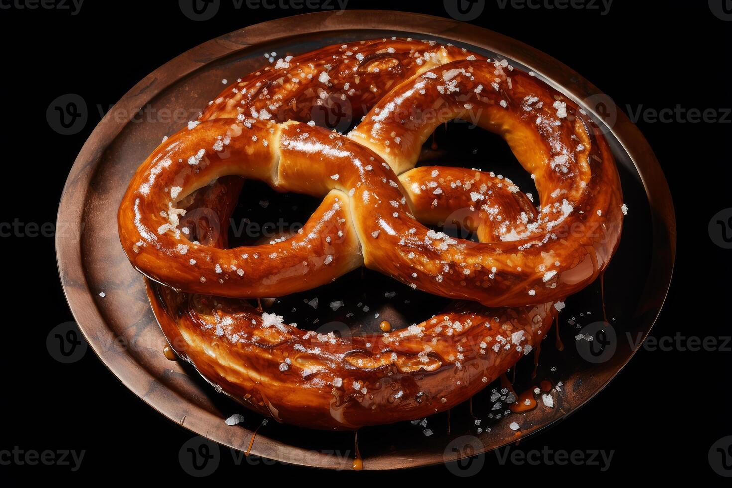 AI generated Fluffy Soft baked pretzel with salt. Generate ai photo
