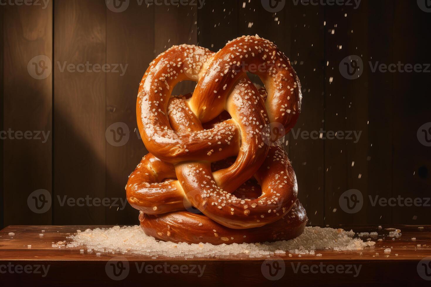 AI generated Baked Soft baked pretzel with salt. Generate ai photo