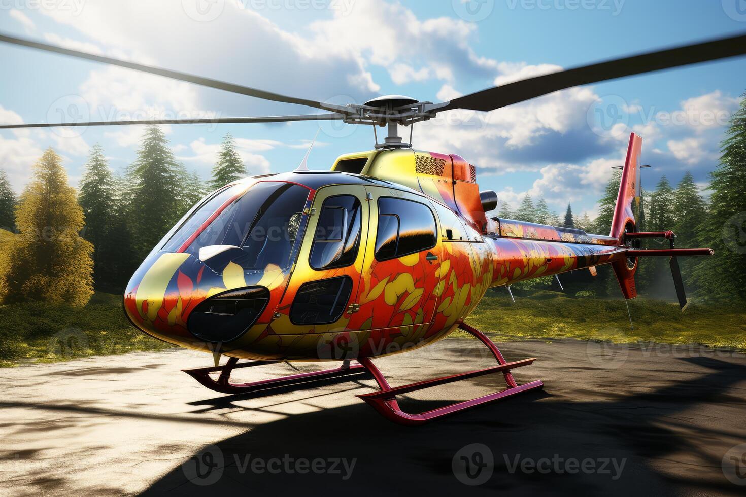 AI generated Sleek Private helicopter of businessman outdoor photo. Generate Ai photo