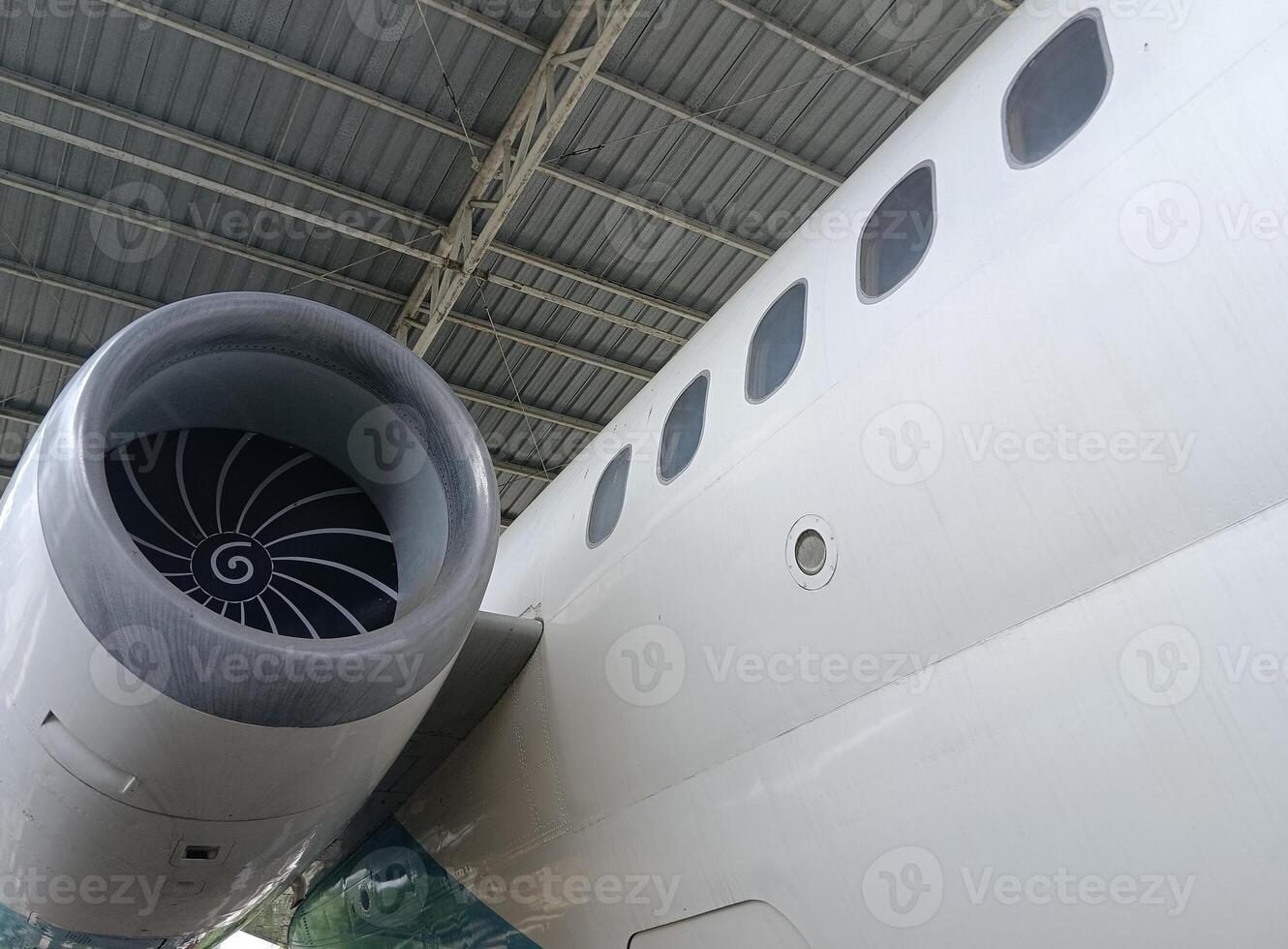 an airplane in the hangar photo