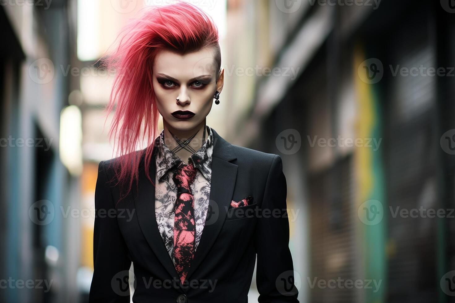 AI generated Unconventional Punk girl. Generate Ai photo
