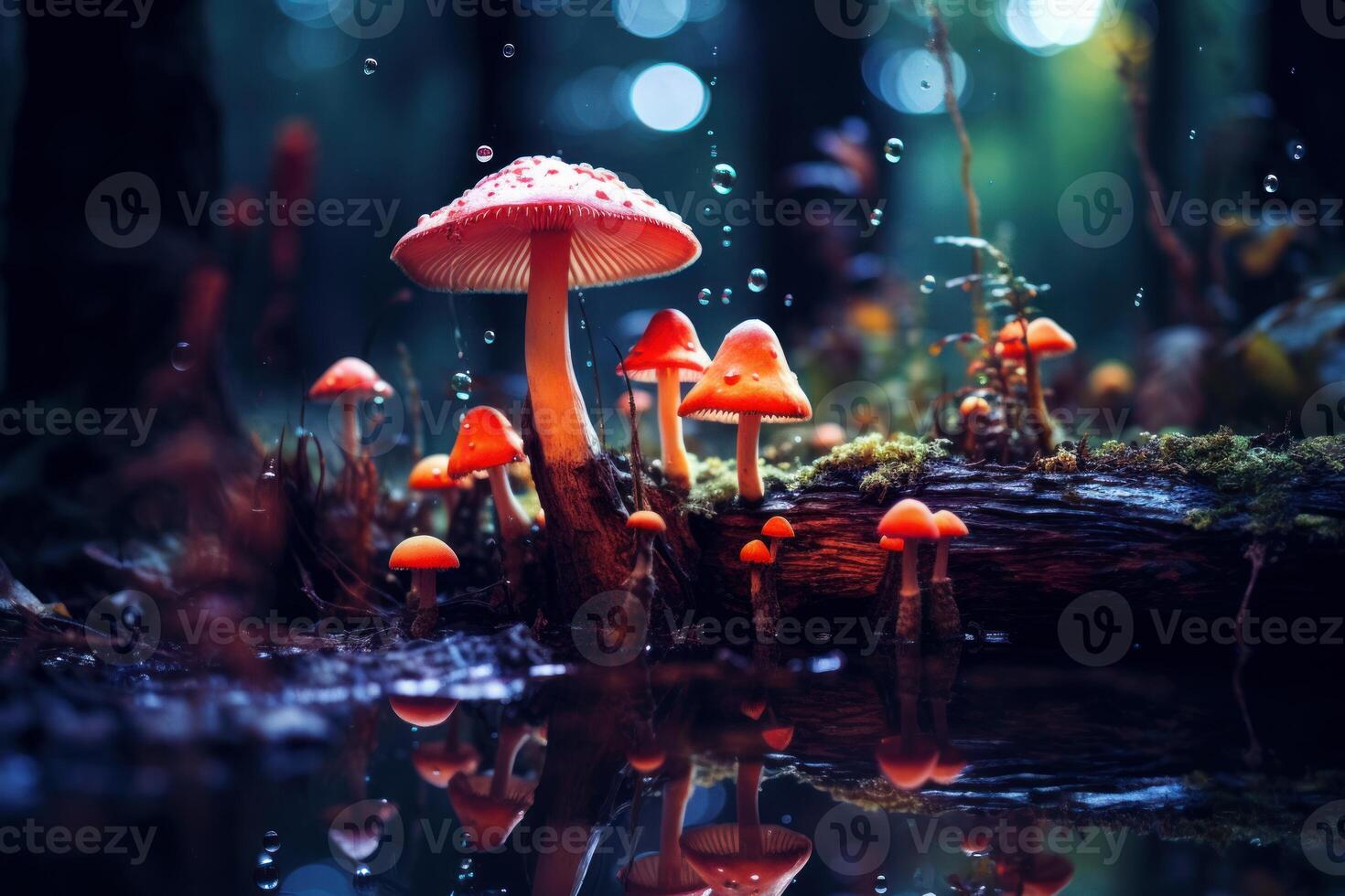 AI generated Textural Decorative mushrooms. Generate Ai photo