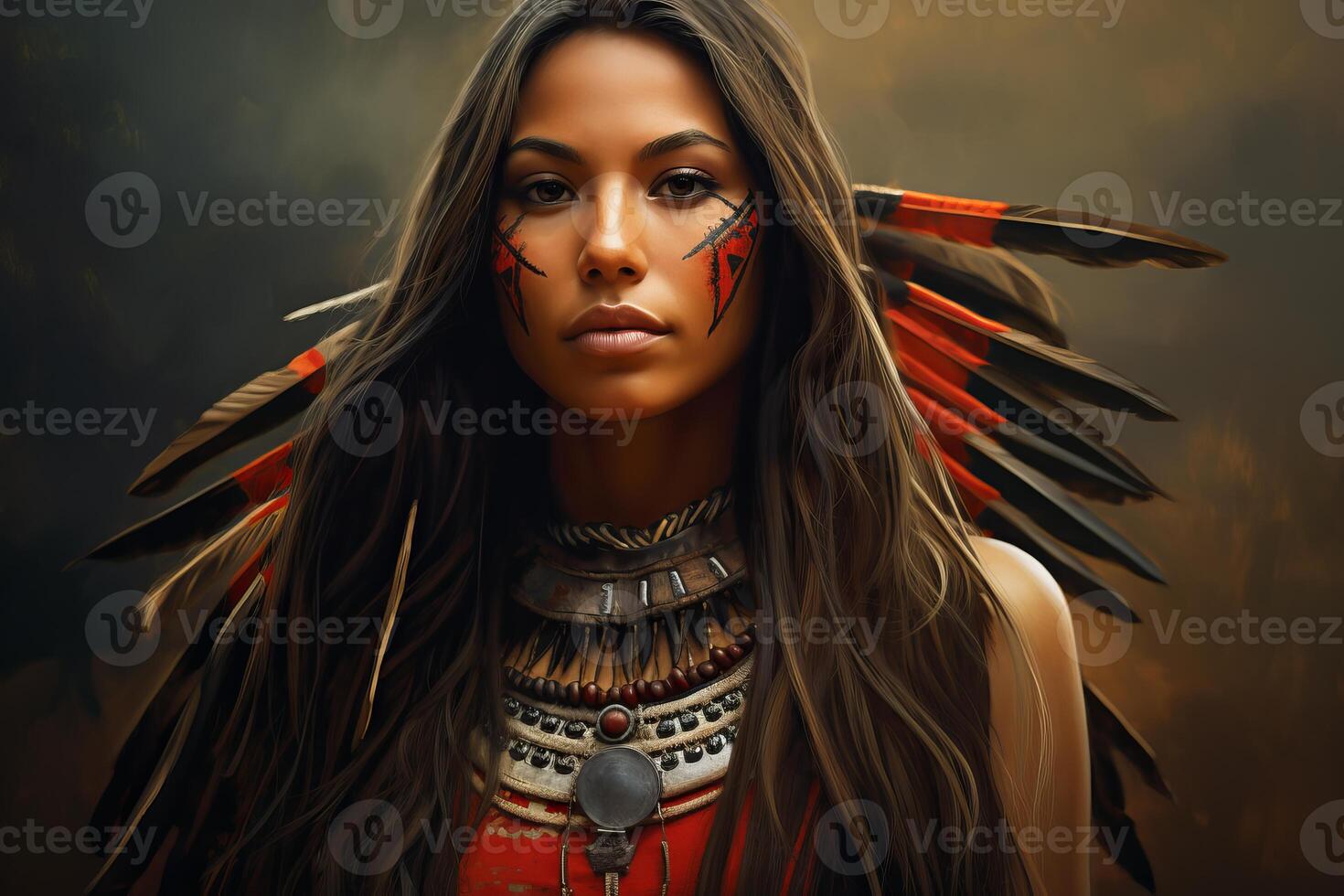 AI generated Spiritual Native indian american woman. Generate Ai photo