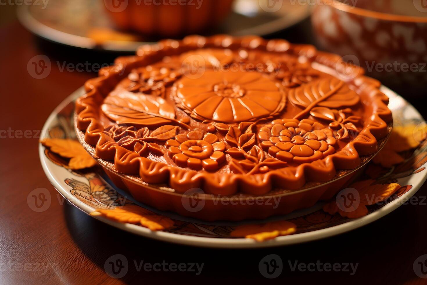 AI generated Inviting Cooking pumpkin pie. Generate Ai photo
