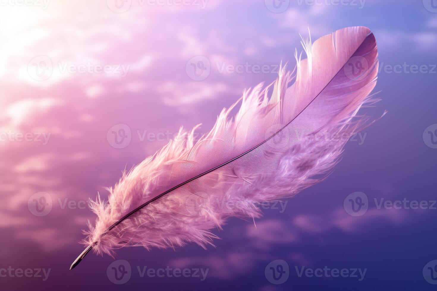 AI generated Lavish Feather purple clouds. Generate Ai photo